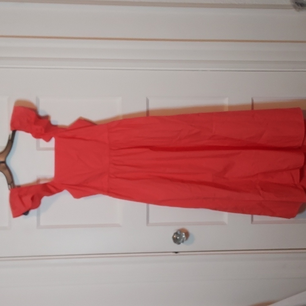 Compania Fantastica Cotton Poplin Open Back Midid Dress in Orange